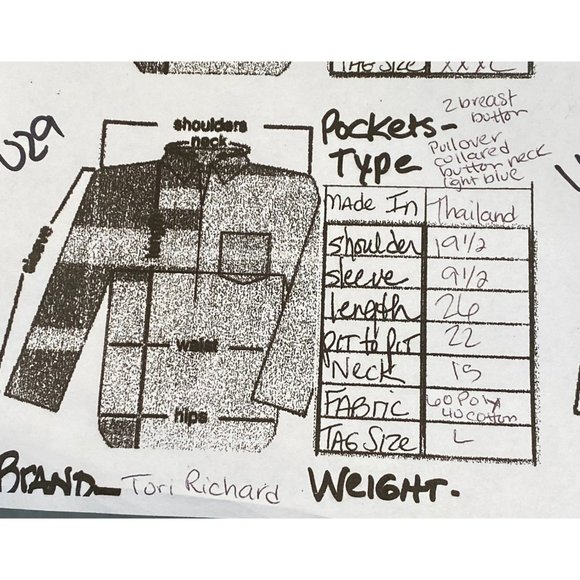 Tori Richards Collar Short Slv Blue Shirt Large STAIN SNAG READ - Picture 9 of 12